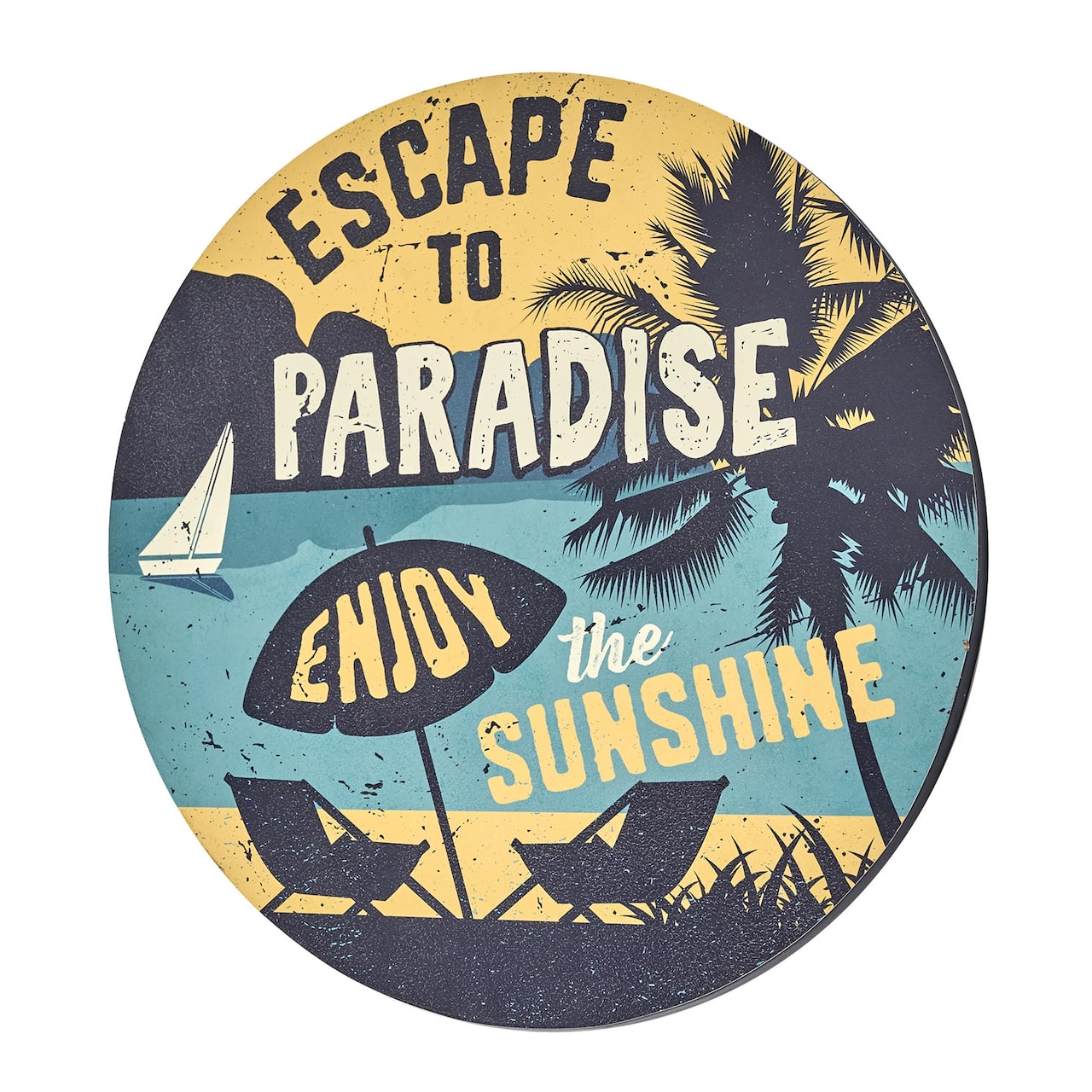 American Art Decor Escape to Paradise Round MDF Wall Plaque - 20" x 20" x 0.35"